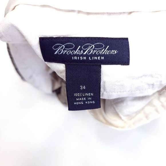 Brooks Brothers Shorts Men's 34x9 Irish 100% Linen Gingham Plaid Brown EUC - Picture 2 of 6